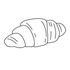 Outline croissant pastry black color. worksheet coloring book page.Illustration of a freshly baked croissant,