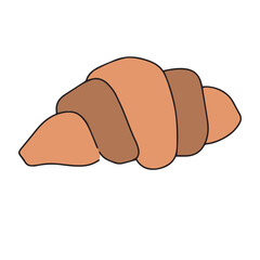 Simple cartoon croissant.Outline croissant pastry black color. worksheet coloring book page
