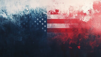 American Flag Superimposed Over Rugged Grunge Background Texture
