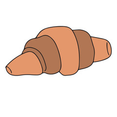 Simple cartoon croissant.Outline croissant pastry black color. worksheet coloring book page