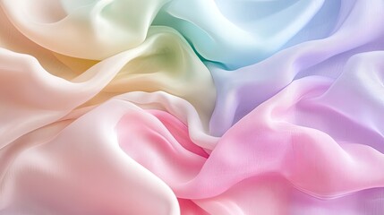 Soft Pastel Satin Fabric with Gentle Flowing Waves and Textures