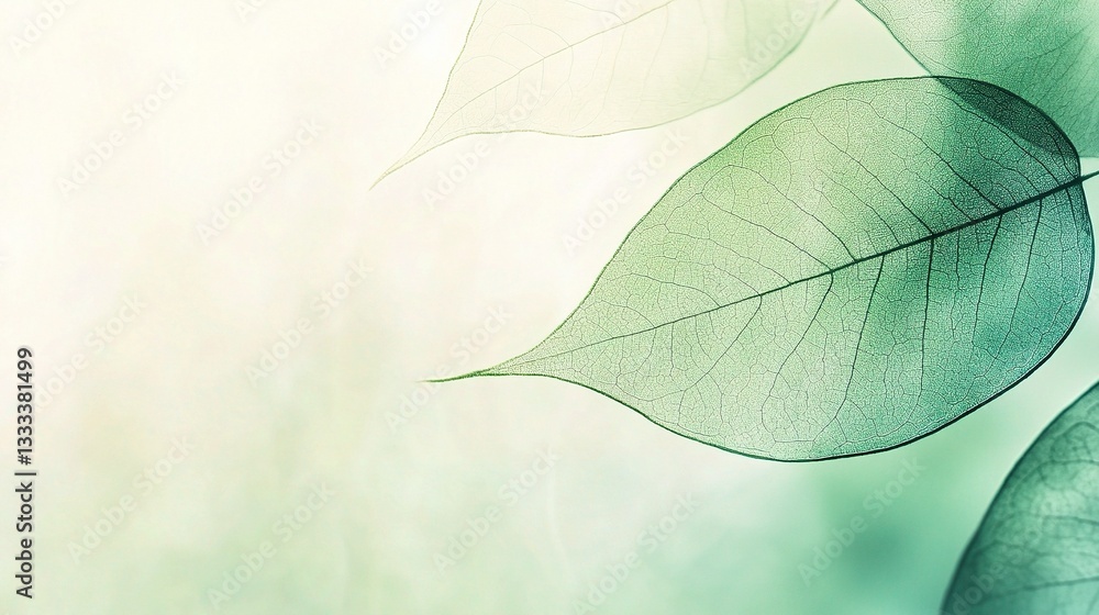 Aufkleber soft green leaf background with abstract texture and subtle details