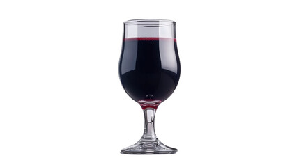 Elegant Glass of Red Wine Filled to Perfection with Rich Dark Tones Isolated on a White Background