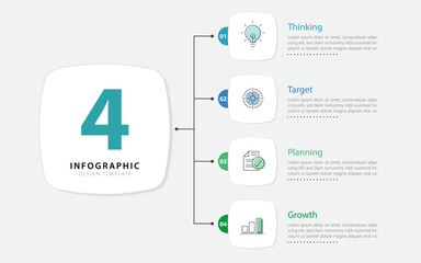 Timeline infographic template. 4 Step timeline journey, calendar Flat simple infographics design template. presentation graph. Business concept with 4 options, vector illustration.