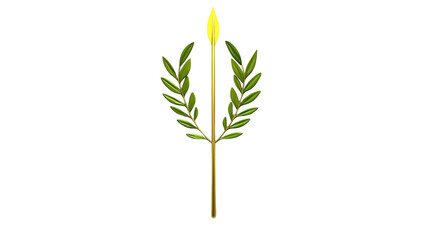 Fototapeta premium Green Olive Branch and Golden Spear Symbolizing Peace and Strength in Ethereal Design
