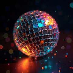 Obraz premium Disco ball glows in dark night club