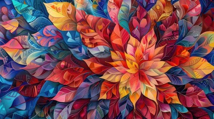 Vibrant Abstract Floral Art - Colorful Digital Painting of Blooming Petals