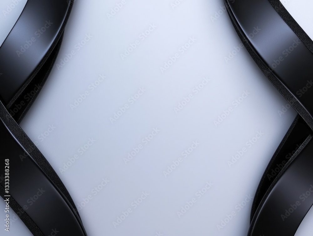 Poster abstract background with black ribbons intertwining against a smooth light backdrop.