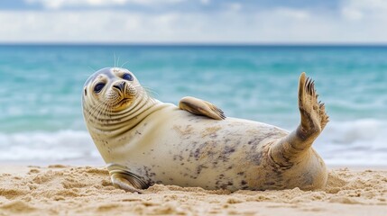Playful Seal on a Sandy Beach