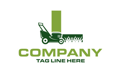 Letter L lawn mower logo