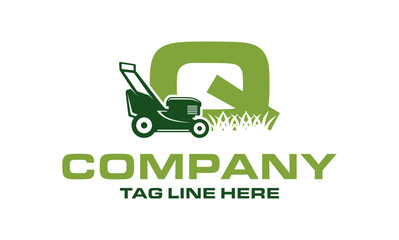 Letter Q lawn mower logo