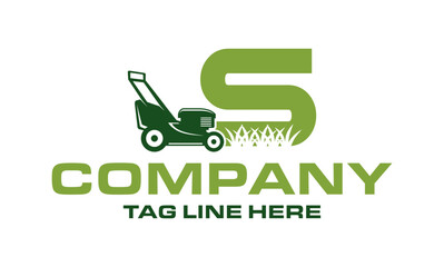 Letter S lawn mower logo