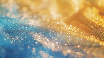 Golden and Blue Bokeh Lights - Abstract Sparkling Glitter Background