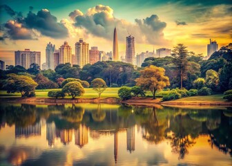 Fototapeta premium Vintage Ibirapuera Park Sao Paulo Brazil Oca Building Photo