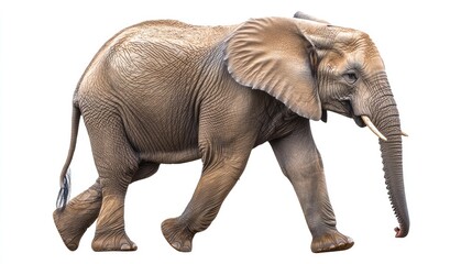 Obraz premium Walking African Elephant Isolated on White Background