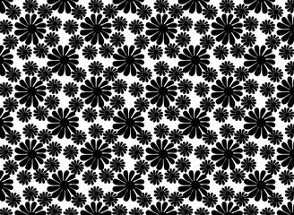 Fototapeta premium Seamless vector pattern, flower composition, black daisies