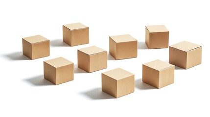 Obraz premium Die cut mock up of boxes on white background minimalist style creative presentation product design