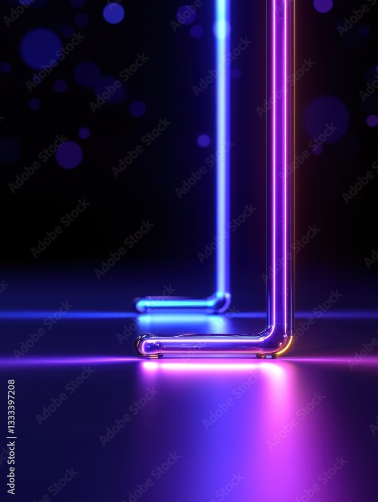 Poster colorful neon lights create an abstract visual effect in a dark environment.