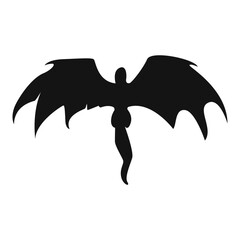 Silhouette of Flying Dragon. Vector Illustration Isolated on White Background.