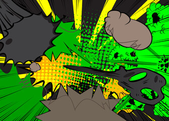 Cartoon colorful, comic book background. Retro vector comics pop art design.