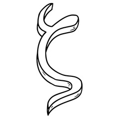 zeta symbol illustration hand drawn outline vector