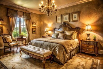 Vintage Luxury Bedroom Interior: Comfortable & Elegant Space
