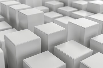 Ultra Hd Image of 3D Rendering, White Boxes Backgroundhigh Detail, 8K