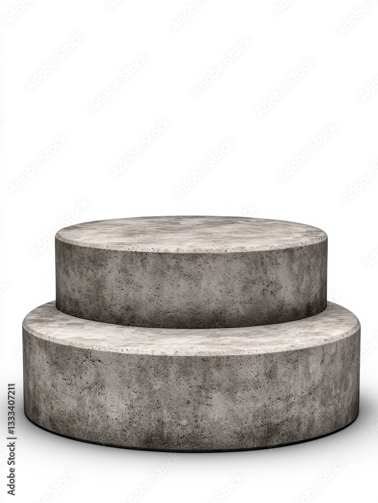 Poster minimalist concrete podium with two circular levels for display and presentations.
