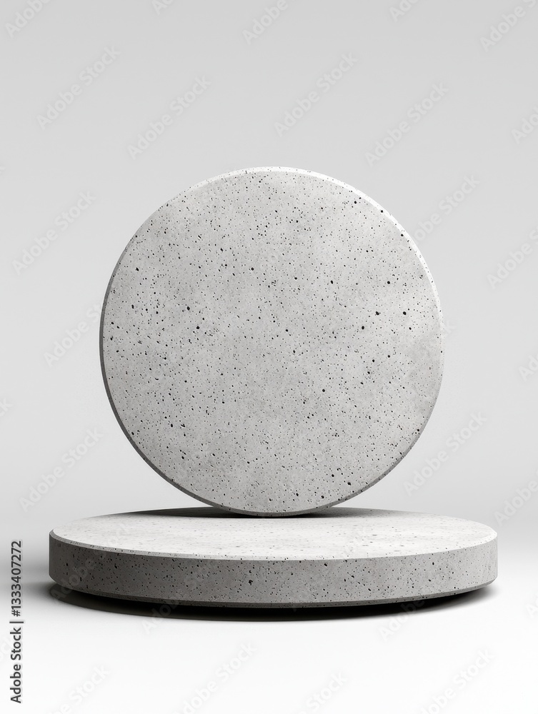 Poster minimalist concrete shapes on a clean backdrop for modern design use.