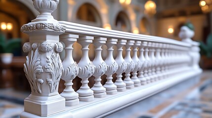 A Detailed Close Up View Of A White Balustrade Railing