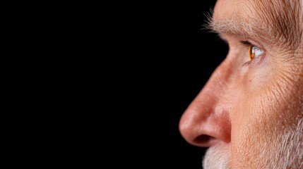 Fototapeta premium Profile of an elderly man highlighting wisdom and experience in a thoughtful gaze.