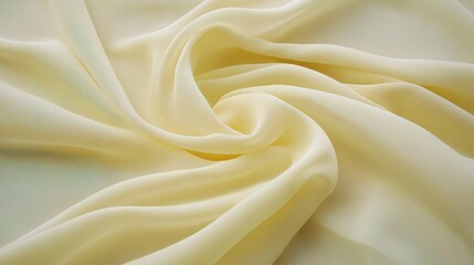 Soft Yellow Silk Fabric with Delicate Folds and Flowing Texture