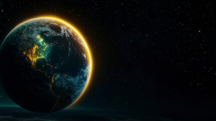 Obraz premium Earth at Night Golden Hour Eclipse Planet Space Stars