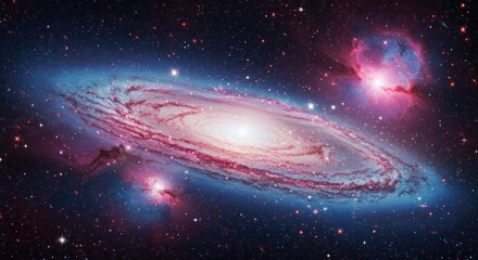 Vibrant spiral galaxy illuminated by distant stars 