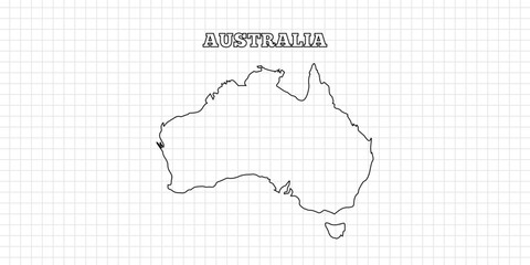 Fototapeta premium Australia map travel with outline simple drawing version Illustration