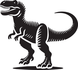 Obraz premium black dinosaur vector illustration, dinosaur bag icon, dinosaur silhouette vector black and white full body
