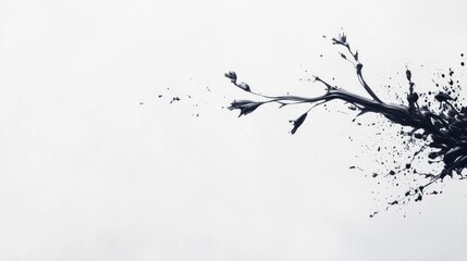 Abstract Black Ink Splash  Dynamic Art  High Resolution Wallpaper