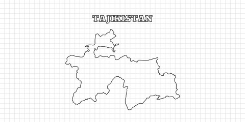 Tajikistan map travel with outline simple drawing version Illustration