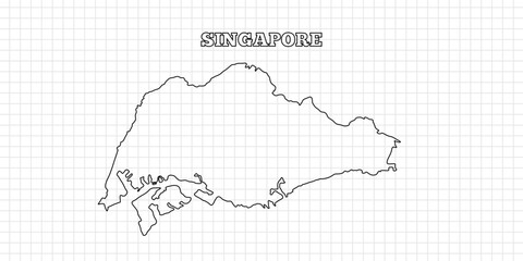 Singapore map travel with outline simple drawing version Illustration