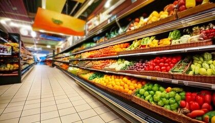 外国のスーパーの野菜売り場のイメージ