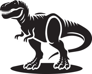 Obraz premium black dinosaur vector illustration, dinosaur bag icon, dinosaur silhouette vector black and white full body