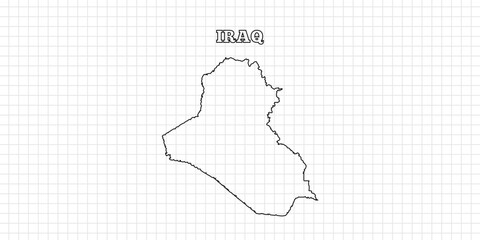 Iraq map travel with outline simple drawing version Illustration