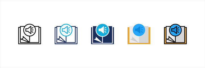 Audio Book Multi Style Icon Set