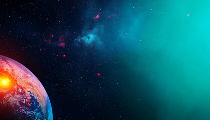 Obraz premium Earthrise: Cosmic Sunrise for Nebula Background.
