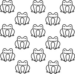 Frogs icon seamless pattern. Set of various frogs. Hand drawn frogs design