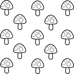 Mushrooms icon seamless pattern. Set of various mushrooms. Hand drawn mushrooms design