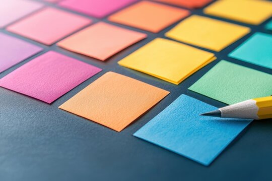 successful project management strategy quality. A concept of a project planning board with color-coded tasks, deadlines, and quality control markers