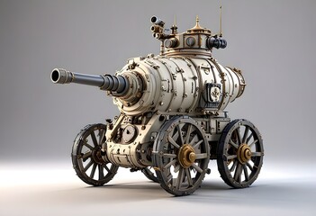 A 3D Ramadan Cannon German Battlefield Character 3D Rendered on White background.