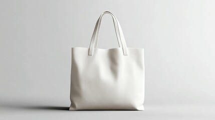 Plain white tote bag mockup isolated on white background.