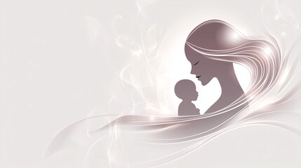Abstract illustration of mother and child in soft hues